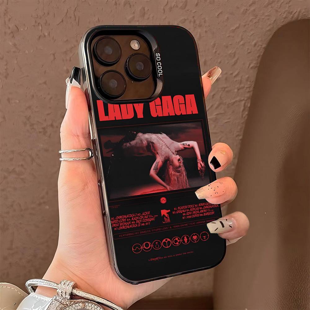 Singer L-Lady Gaga-a Phone Case for iPhone 17 17Air 16 15 14 13 12 11 Pro Max Plus Colorful Silver