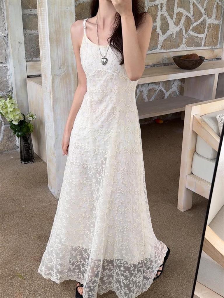 2026 Women's Chic Embroidered Camisole Dress: Sleek Summer Style, Waist-Cinching, Trendy, and Slimming