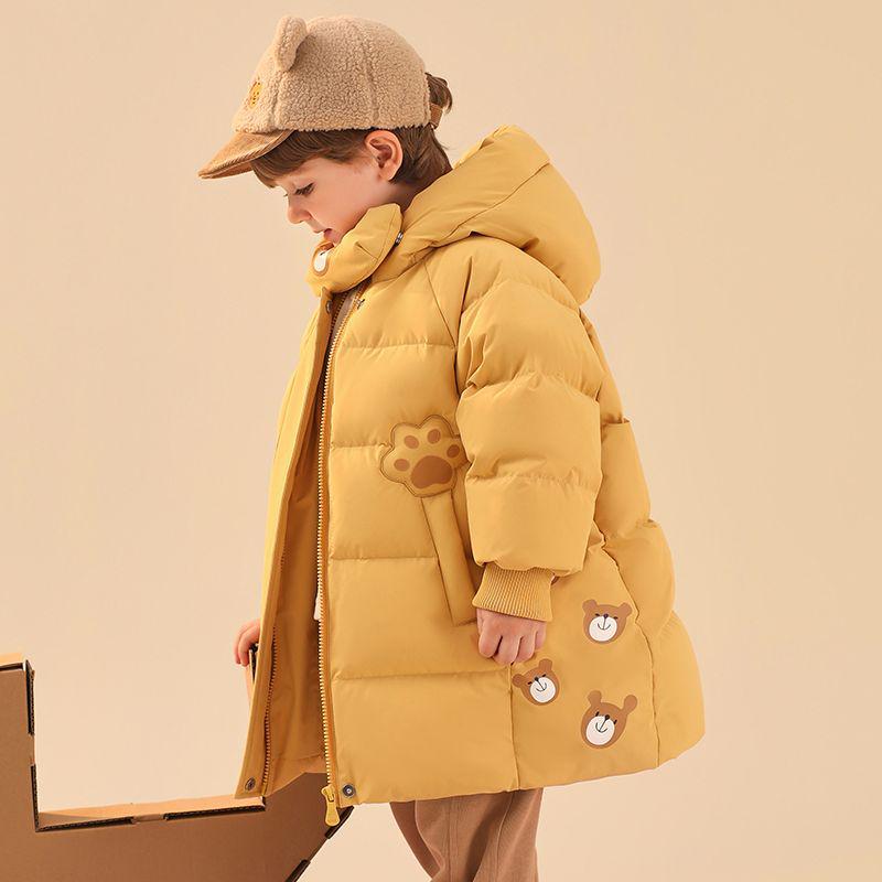 

Children s Mid-Length Winter Down Jacket 2025: Thick, Warm, Fashionable Outerwear for Girls and Boys 130 cm імбирний/жовтий