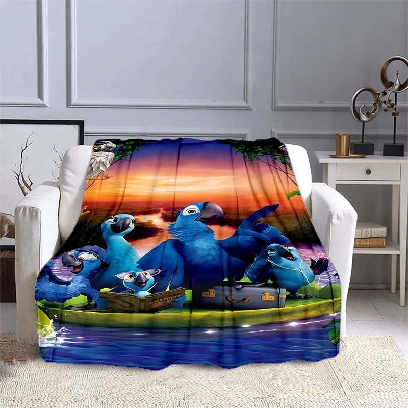 6 Größen Papagei Rio Bedruckte Decke Kinder Erwachsenendecke Weiche und Warme Bettwäsche für Bett Sofa Outdoor Reise Überwurfdecke