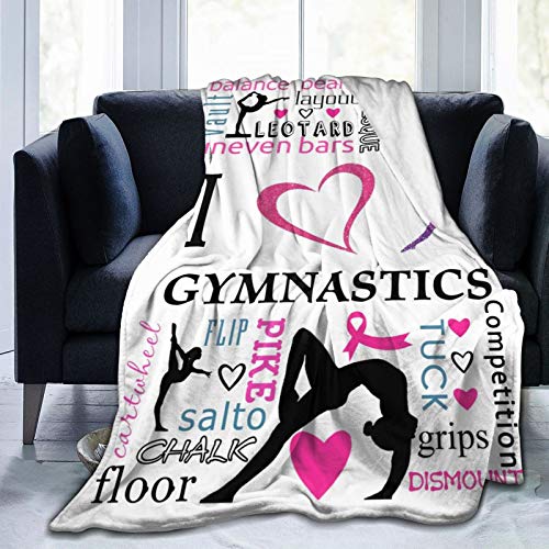 

I Love Gymnastics Flannel Fleece Blanket Super Soft Bed Throw Blanket Warm Cosy Blanket Lightweight Sofa Blanket for Adults Kids 100cmx150cm