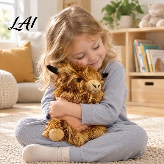 Holiday Gift for Children Highland Cow Plush Toy Soft Stuffed Animal Doll Fluffy Pillow Toddlers Kids Toddlers Cuddly Farm Decor Birthdays Holidays