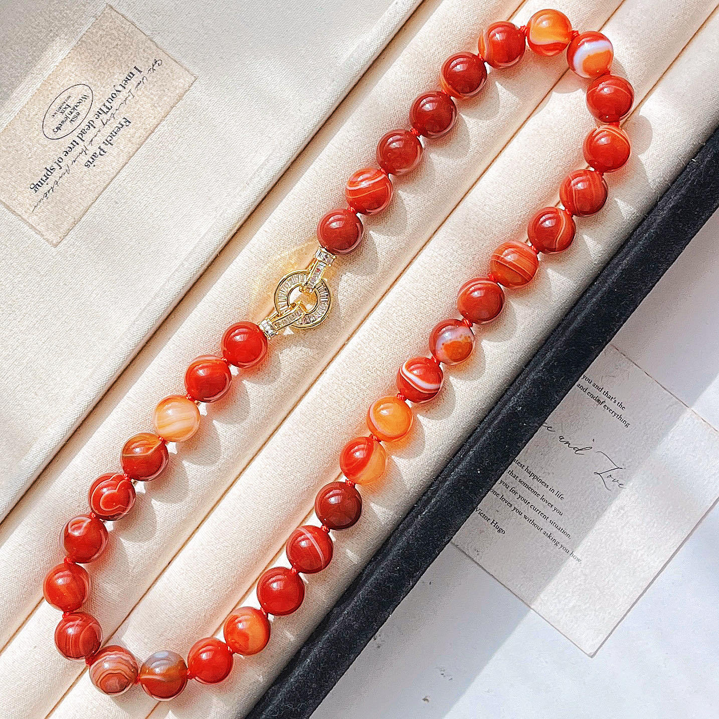 

Vintage High Quality Chalcedony Design Sweater Chain Necklace Collarbone Chain Women