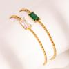 2025 New Stainless Steel Zircon Bracelets For Women Gold Color Green Crystal Color Bracelet