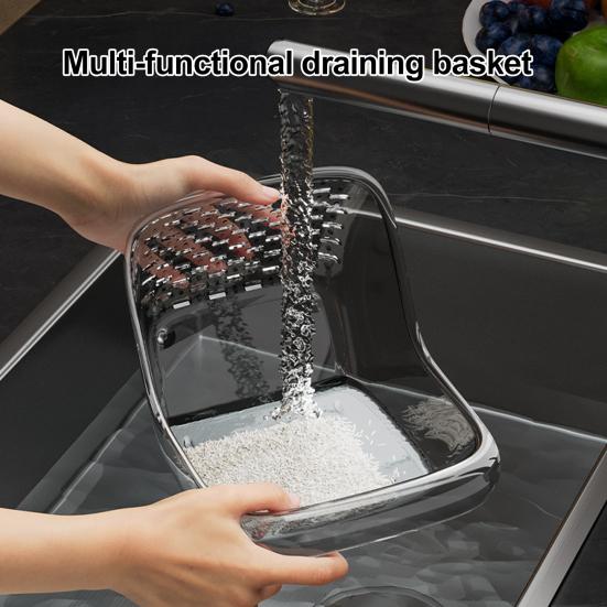 Drain Basket Portable Fruit Colander Large Capacity Food Grade BPA Free Sink Drain Basket Strainer Vegetable Washing Bowl
