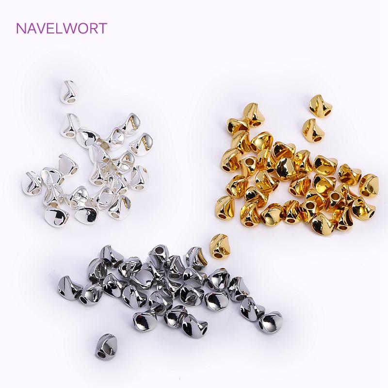 Brass 18K Gold Plated Irregular Spacer Beads For Bracelet Necklace Making Findings,Twist Beads,DIY Jewelry Material Wholesale