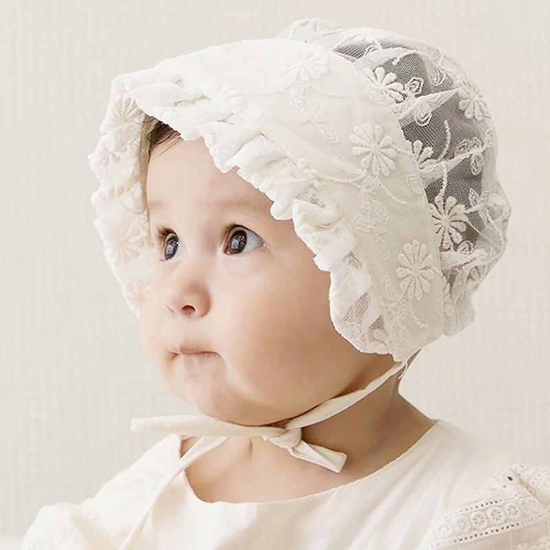 Cute Baby Girl Infant Soft Bonnet Cap Summer Lace Flower Newborn Baby Hat Princess Toddler Sun Hats Newborn Photography Props