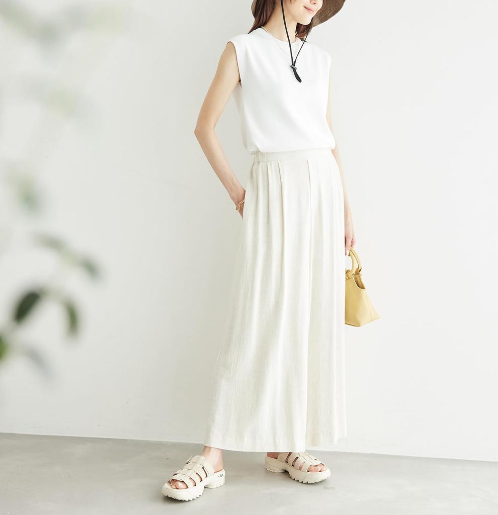 ROPE PICNIC Rayon Linen Blend Easy Wide Beige 38 Pants, (28)