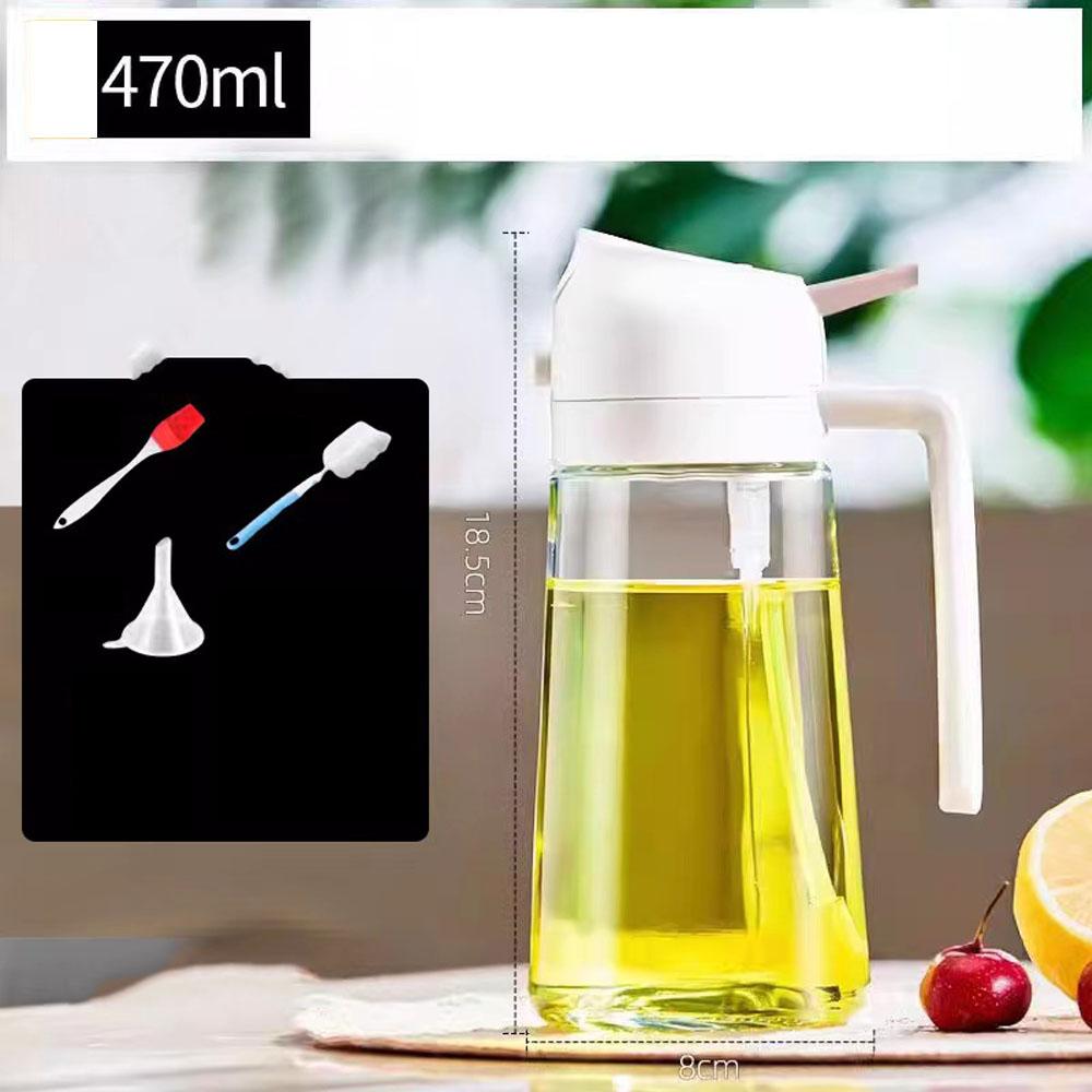 Pulverizator de Ulei pentru Gătit 2 în 1 Pulverizare Turnare Dozator Ulei de Măsline 470ml Sticlă Pulverizator Ulei Gadgeturi de Bucătărie