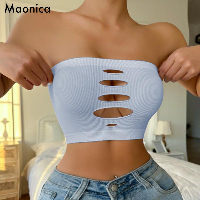 S-XL One-line Invisible Bra Seamless Breathable Hollow Underwear Ladies Summer Tube Top