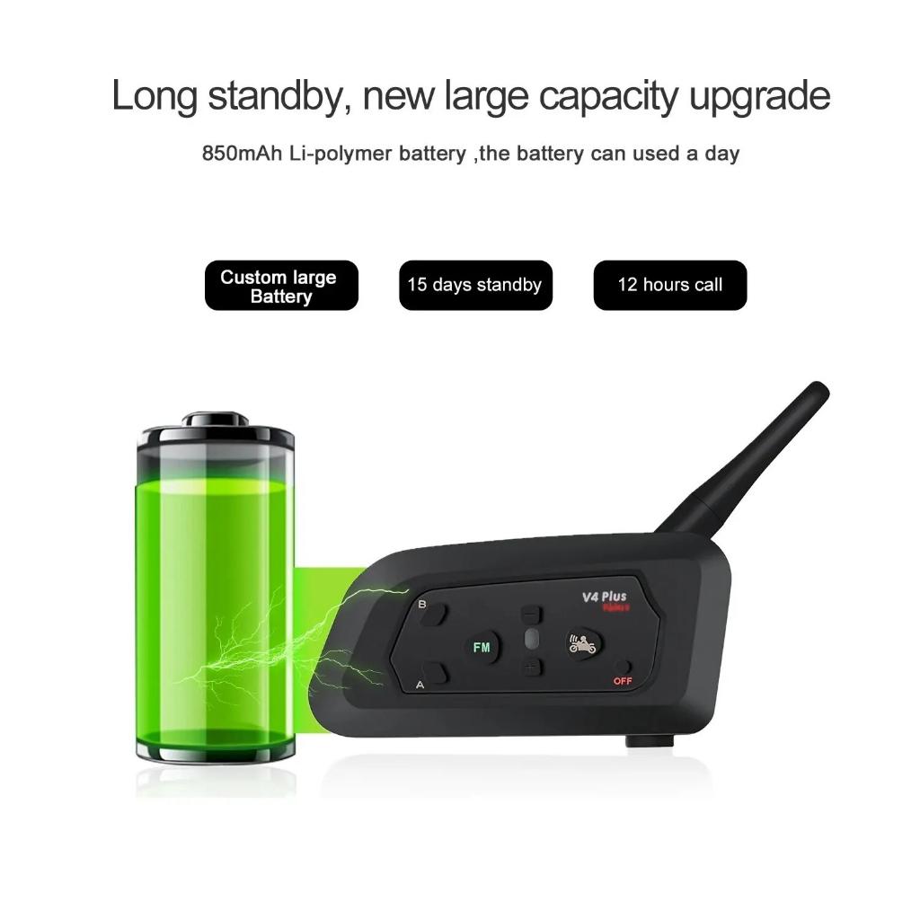 Motorcycle Helmet Bluetooth 5.1 Intercom with 1500m Range, 18h Talk Time, CVC Noise Cancelling & Waterproof Design