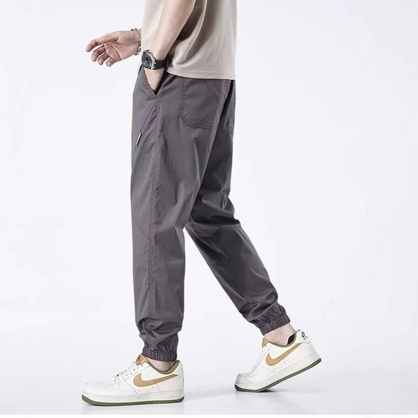 Chaolun cloth men's thin tied tote pants splicing high-quality casual pants men's versatile sports nine-point pants