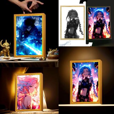 Anime Figure League Legends Figures Light Painting Photo Frame Night Action Gaming Room Decor Christmas Gifts of Poseable Articulated Scale Detailed