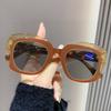 New Large Frame Cat Eye Presbyopia Sunglasses Women's Personalized Color Blocking UV Resistant Glasses Diopter To +4.0