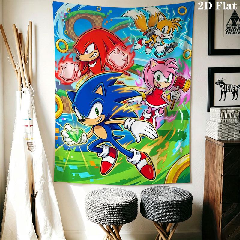 Hedgehog Sonic Burst Wall Hanging Printed Fabric Blanket Decorative Tapestries for Bedroom Living Room Home Decor