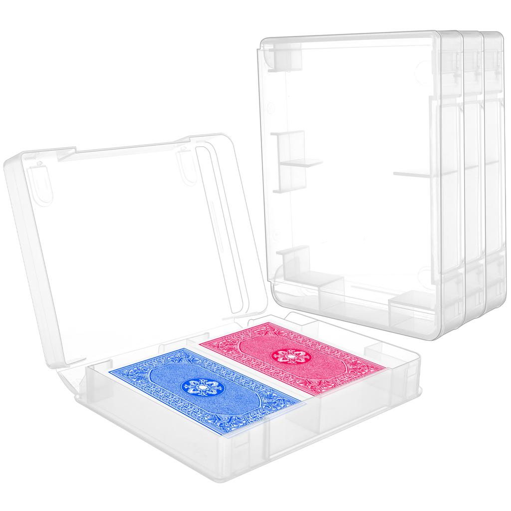 4 Pcs Plastic Playing Cards Boxes, Snaps Closed Empty Plastic Storage Box, 2 Dec