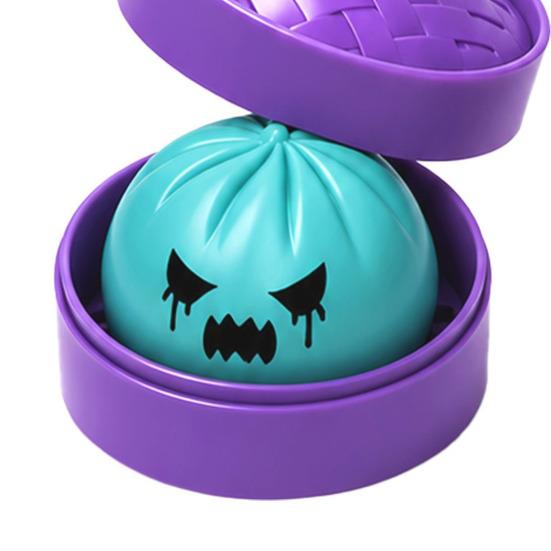 Relaxation Stress Ball Dumpling Squeeze Toy with Purple Steamer Creepy Steamed Bun Relief Steamer for Halloween Home Office Fidget Calming Toys