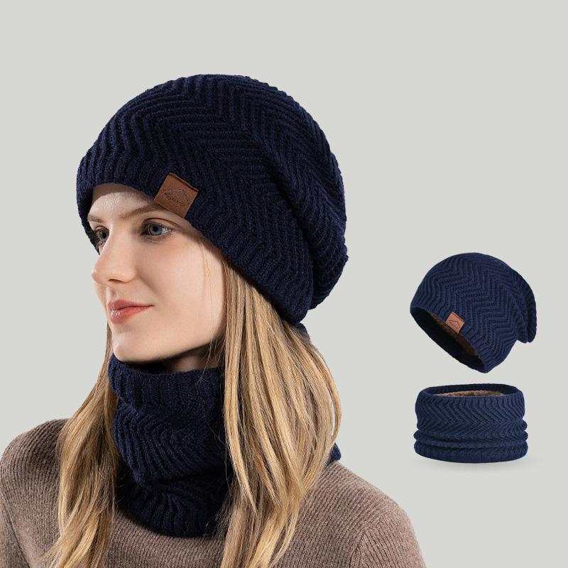 Zimowy Aksamitny Ciepły Zestaw Czapka Szalik Dwuczęściowy Outdoorowy Wiatroodporny Czapka z Dzianiny Wełnianej Kobiety Czapka Chroniąca Uszy