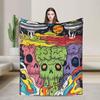 Retro Alien Flannel Blanket - Soft Warm Polyester Home Decor Throw