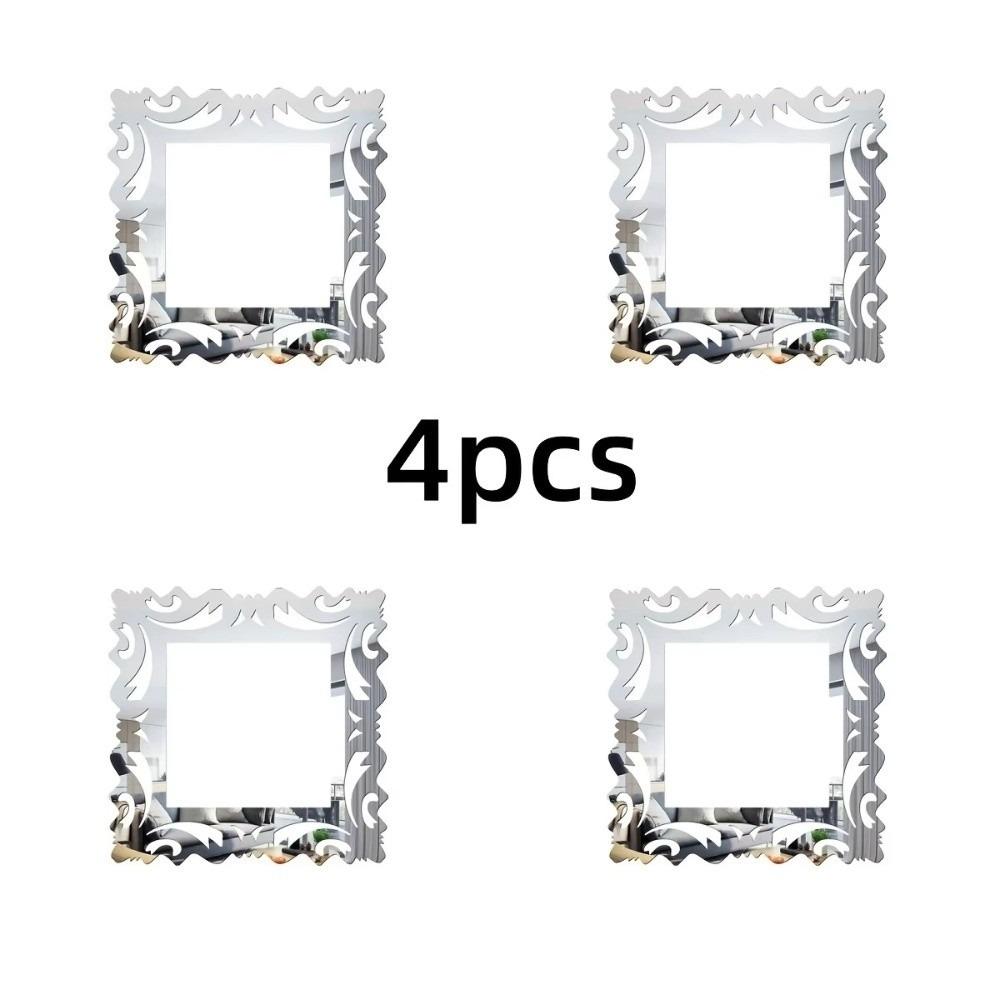 

4 шт. 15x15 см Наклейка на выключатель Фоторамка Зеркальный стиль Настенные наклейки Декор Настенное украшение Домашний декор Для магазина Дом Гостиная серебряный