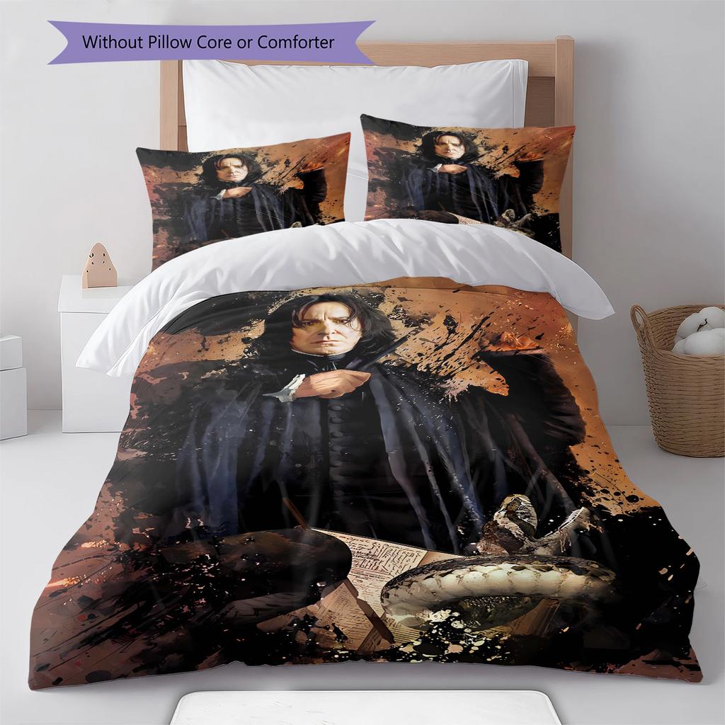 Severus Snape Pattern Bedding Quilt Set Quilt Cover Pillowcase Home Decoration Gift (1 * duvet cover + 2 * pillowcase, without core)
