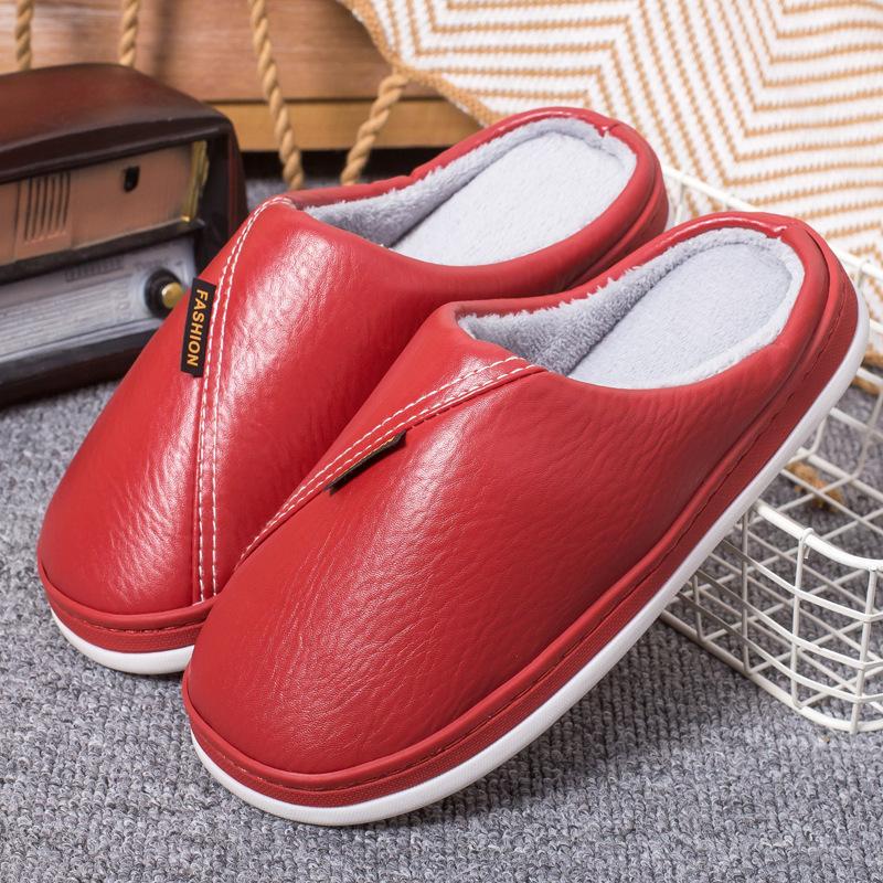 

Тапочки из хлопка и ПУ, мужские домашние тапочки для пар, нескользящие, теплые, грязеотталкивающие и легко моющиеся, шерстяные тапочки, импортная торговля, большие размеры 40-41