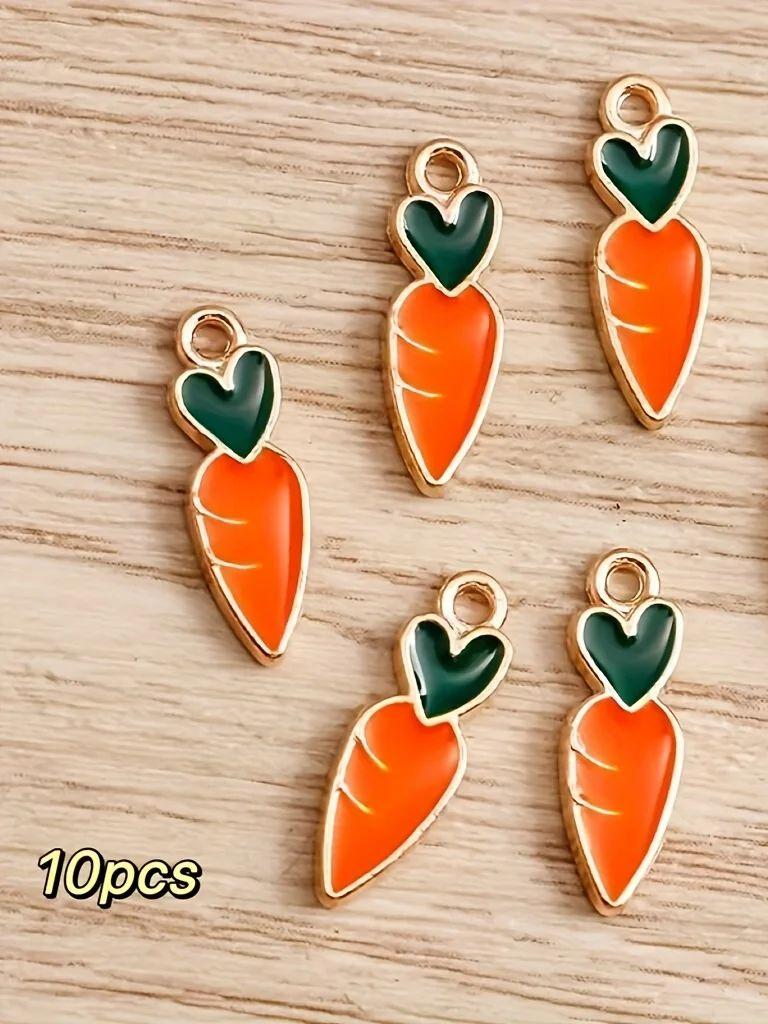 

10 pieces of Sansango heart-shaped carrot charm, 5x16mm zinc alloy enamel pendant for jewelry making, cute fashion accessory for 10pcs