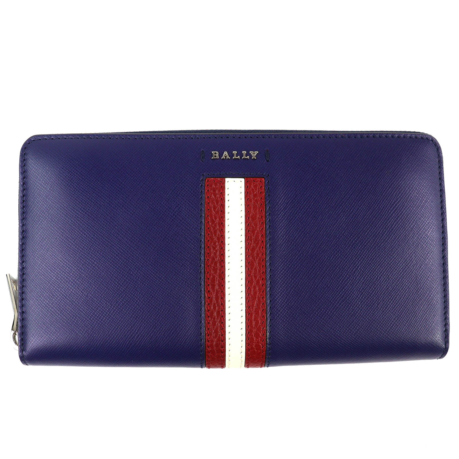 Отличный BALLY SALEN.S Металлический Логотип Полоска Bally Молния по кругу Кожаный Длинный Кошелек Б/У