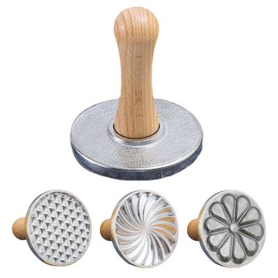 Stampo per goffratura per biscotti Stampo rotondo per biscotti in metallo con manico in legno Stampo per goffratura per biscotti Strumento per cottura fai-da-te