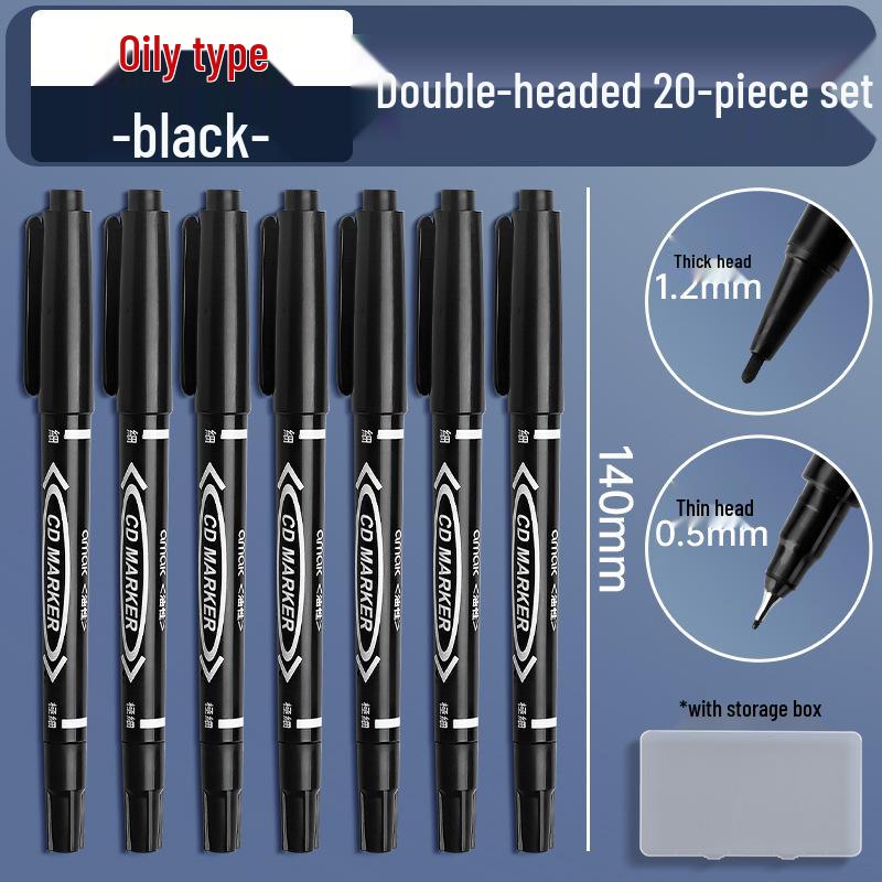 

Fine Tip Black Oil-Based Double-Tip Marker Pen for Children s Art and School Projects