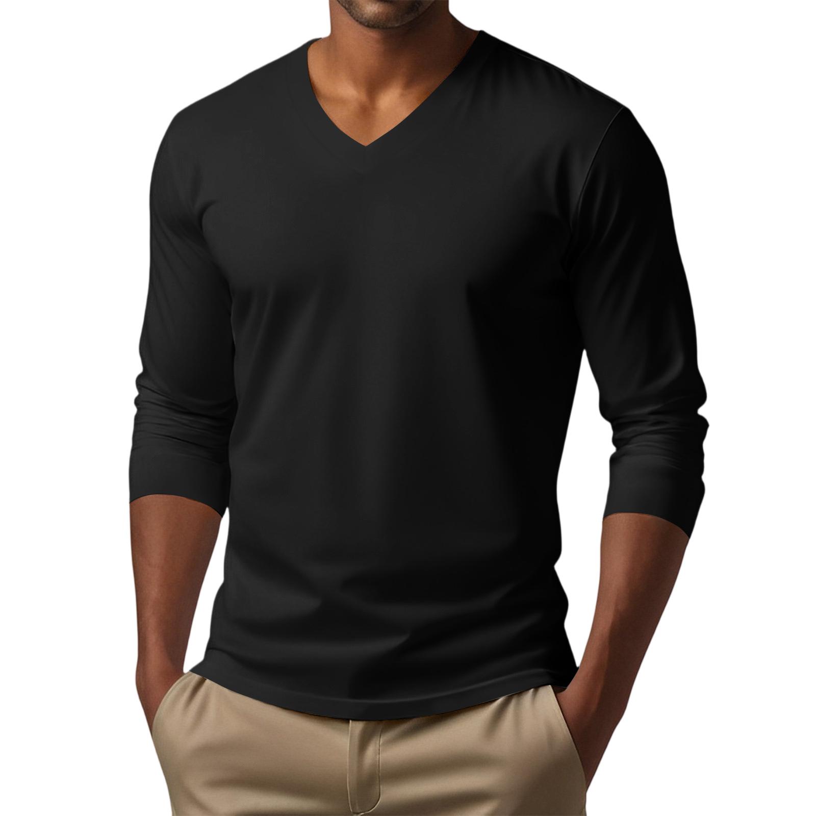 

Mens Casual Shirts Long Sleeve V Neck Lightweight Top Mens Summer Shirts Soft Fabric Shirt Mens Casual Comfortable Fit Summer Shirts for Men UK L чёрный