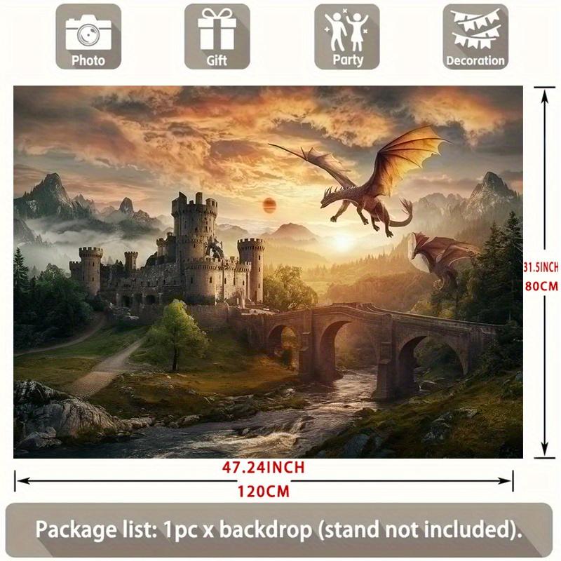 1Pcs Medieval Castle Giant Dragon Decoration Background Backdrop For Photo Studio Photo Booth Party