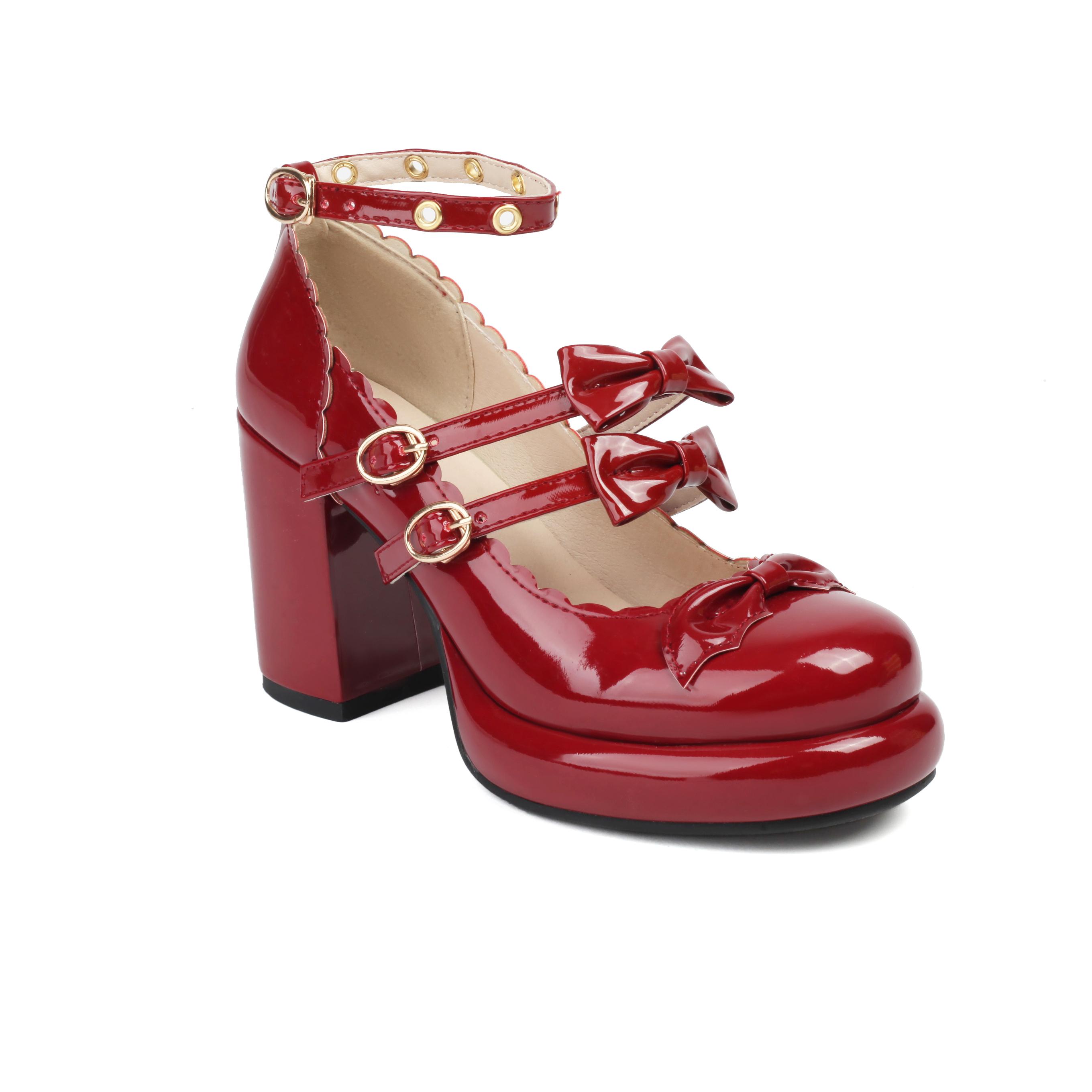 

Q/Женские туфли на высоком каблуке, удобная водонепроницаемая платформа, толстый каблук, однотонный цвет, большой размер, всесезонная обувь. 34 красный