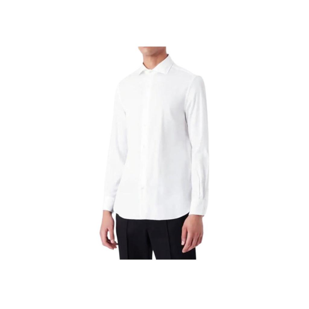 Emporio Armani Solid Color Single Breasted Long Sleeve Shirt Men Shirts White 6L1C86-1N8JZ-0166