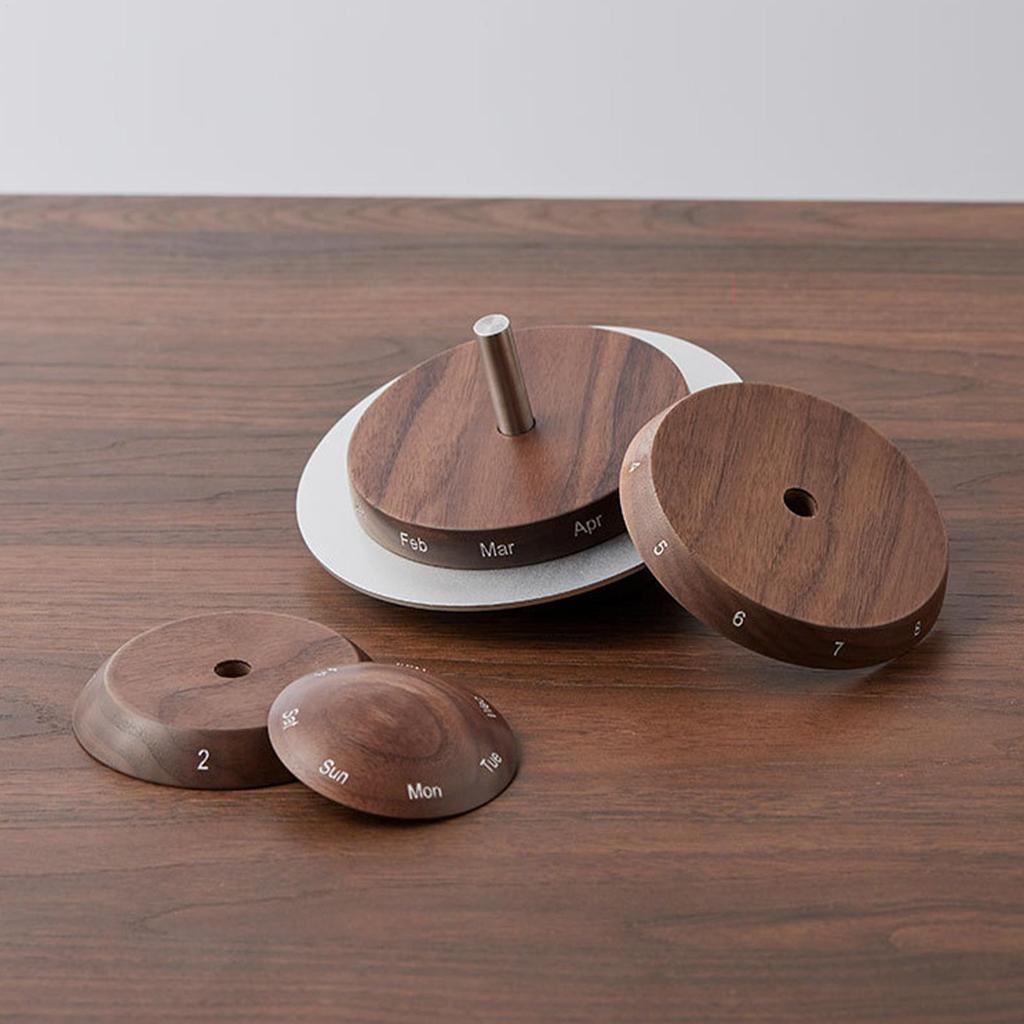 Holz Drehbarer Erdkalender Schmuckstück Abnehmbarer Ewiger Kalender Dekoration Erde Holz Drehbarer Countdown Kalender Schreibtisch Dekoration