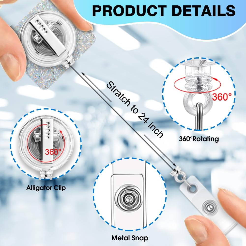 Boo Boo Crew Badge Reels Retractable Glitter with Clip, Funny Bandage Badge Holder for Pediatrics Nurse School Nurse Healthcare Medical Office