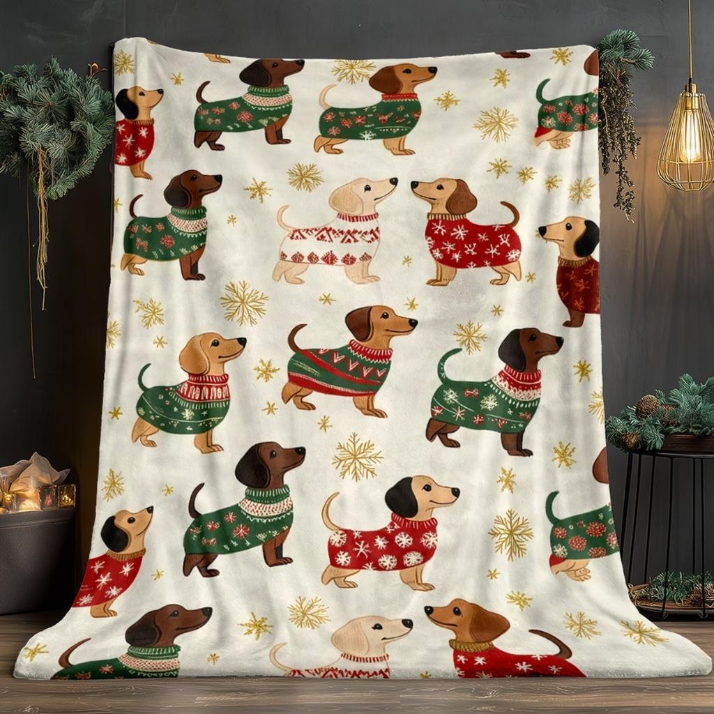 Sausage Dog Blanket Lightweight Soft Warm All-Season Throw Blankets for Sofa Bed Travel Camping - Cozy Home Decor Holiday Gift