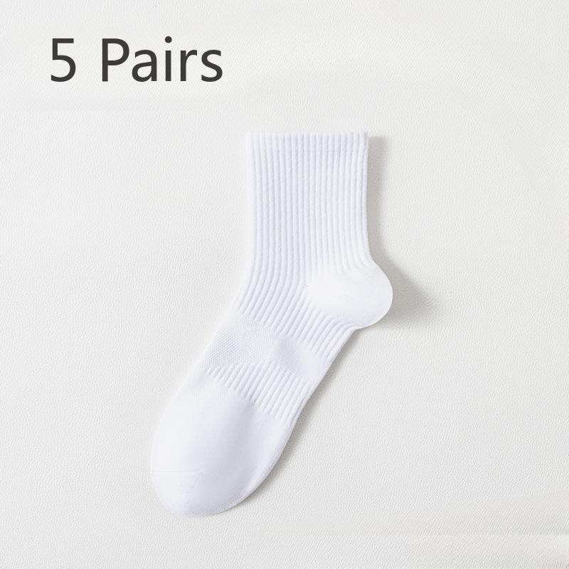 5 Pairs of Men's Spring and Autumn Pure Cotton Sports Deodorizing Running Socks