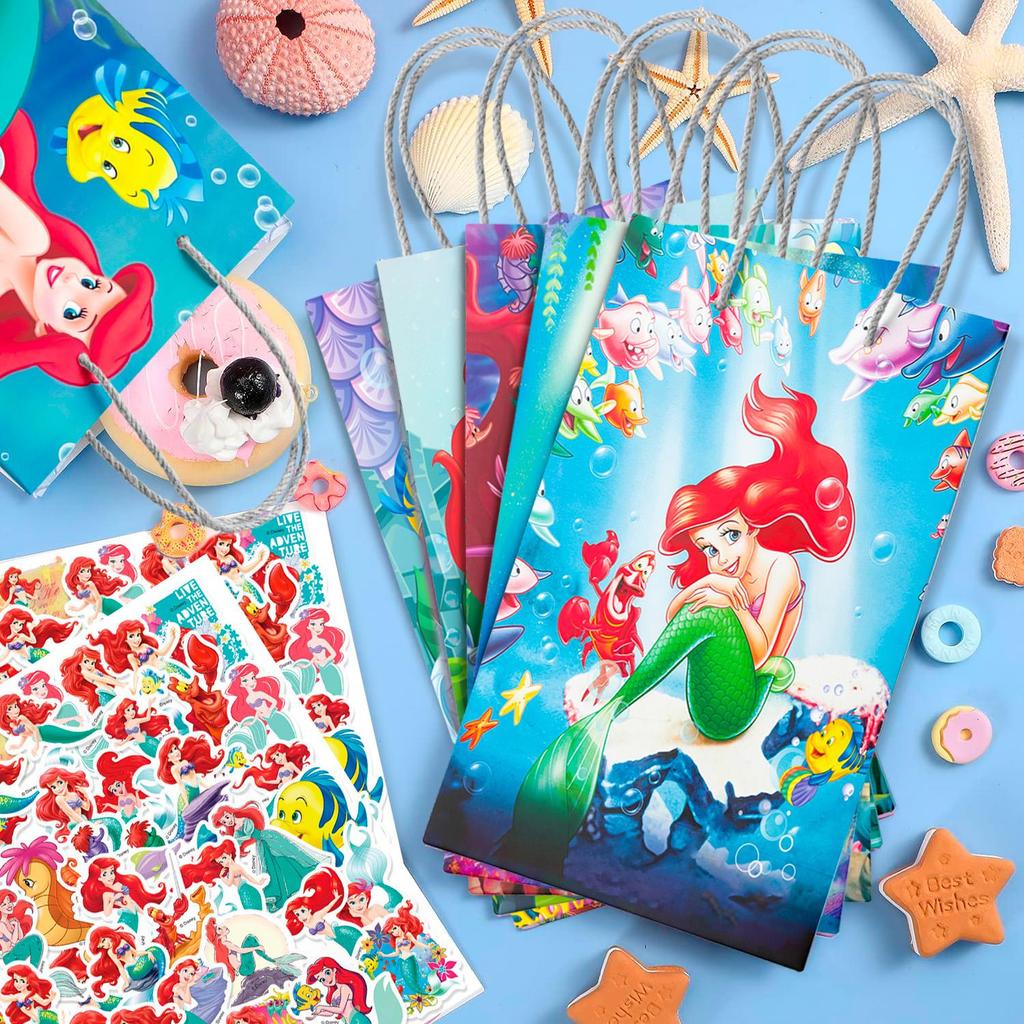 Mermaid Party Favor Bag,Mermaid Party Bag-24pcs Mermaid Gift Bag, Mermaid Candy Bag&50pcs Mermaid Stickers for Kids Mermaid Party Decorations Supplies