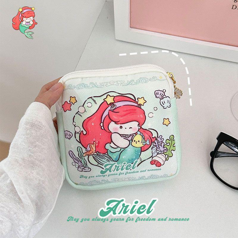

Милая холщовая сумка для хранения менструальных принадлежностей для девочек - Портативный мультяшный дизайн Lovely Ariel