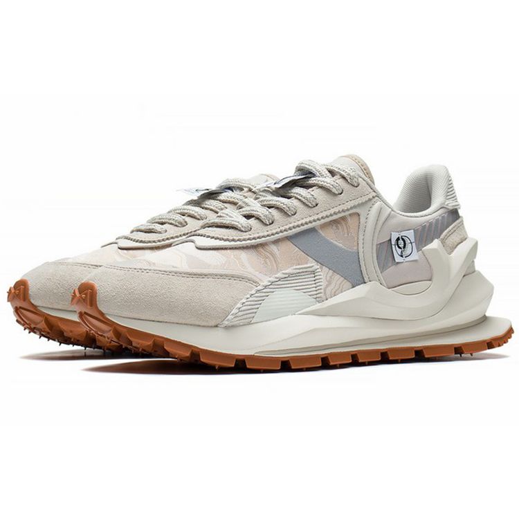 Li Ning Fang Yuan Eternal Fabric Leather Trendy Sports Shock Absorbing Non-Slip Wear-Resistant Breathable Lightweight Low-Top Running Shoes AZGS079-2
