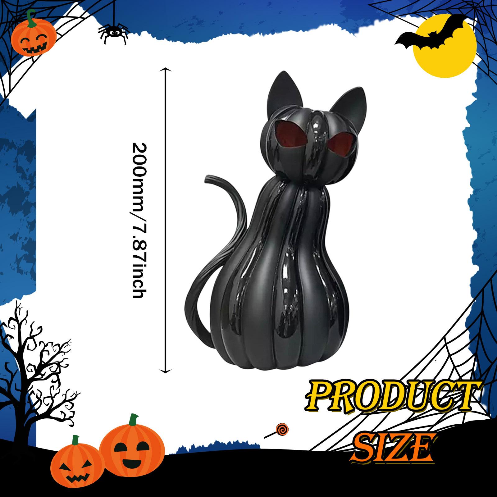 

Halloween Light Cat Pumpkin Decor Bedside Lamp Resin Statue Desktop Ornament Practical for Kids NightStand Party Home Gifts