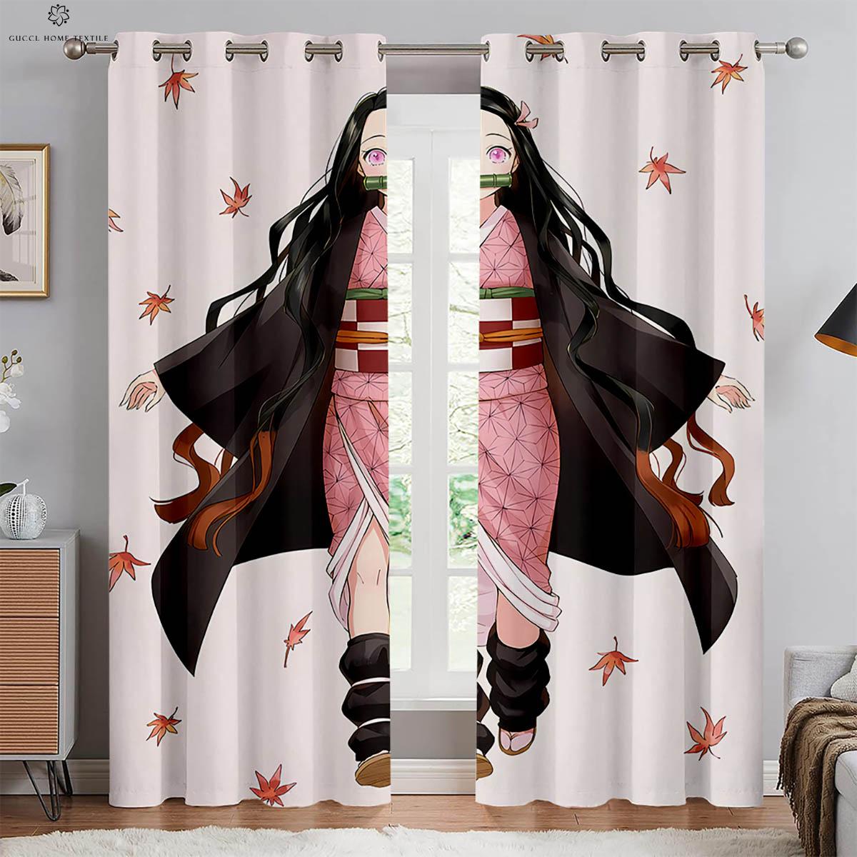 

Japanese Anime Print Drapes for Kids Room, Bedroom, Living Room, Kitchen Decorative Curtains, Home Decoration, 2 PCs W50xH130(CM)x2PCS&Grommet Top