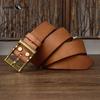 Retro Thickened First Layer Cowhide Copper Buckle Belt Men's Genuine Leather Trendy All-match Tough Guy Jeans Belt
