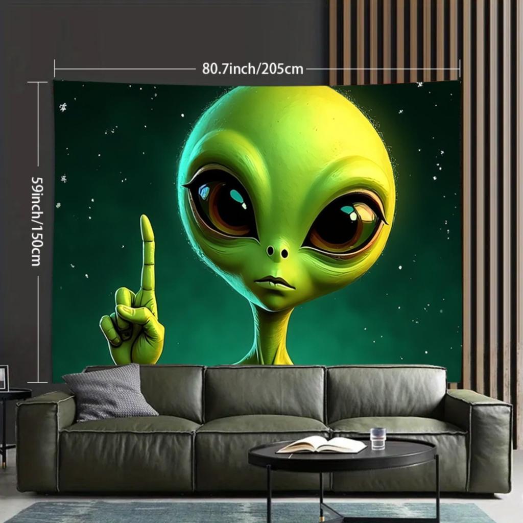 1 Stück Alien Übergröße Hintergrundbanner - Grünes Alien für Live-Stream Party Geburtstag Jubiläum - Einfach zu verwenden Innen-/ Dekor Party Hintergrund
