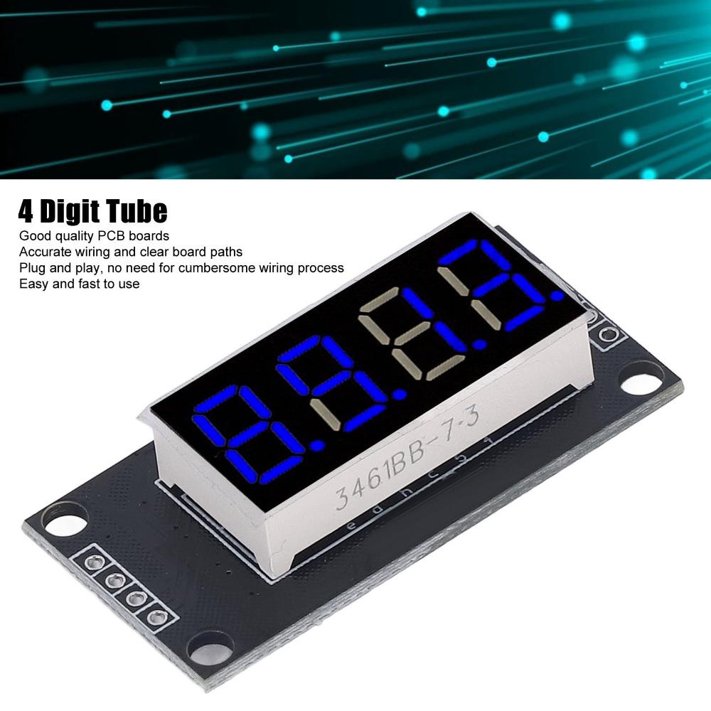 0.36 Inch Digital Tube Display Module TM1637 Drive Chip with Pin Header LED Segment Display 4 Digit 7 Segment Blue