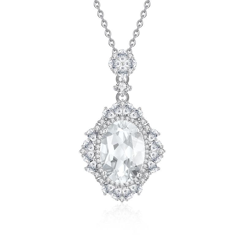 

S925 silver necklace women s light luxury temperament high sense 10 * 14 natural crystal stone luxury collarbone chain 925 silver