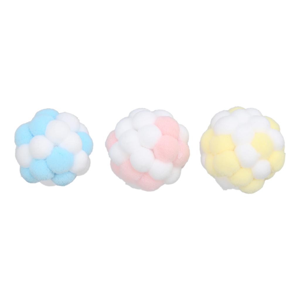 3Pcs Cat Toy HandMade Plush Cat Interactive Bell Ball for Cats Chewing Training