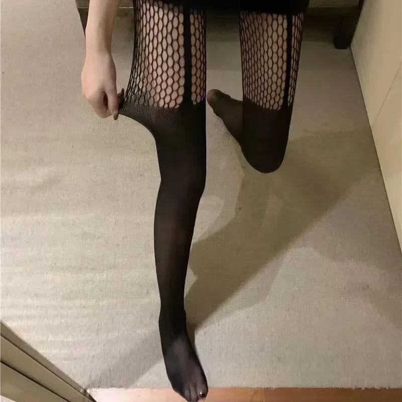 Sexy Women Sheer Pantyhose Tights Seamless Fishnet Nylon Polka Dot Print Black Tight Fish Net Body Stockings Female Hosiery