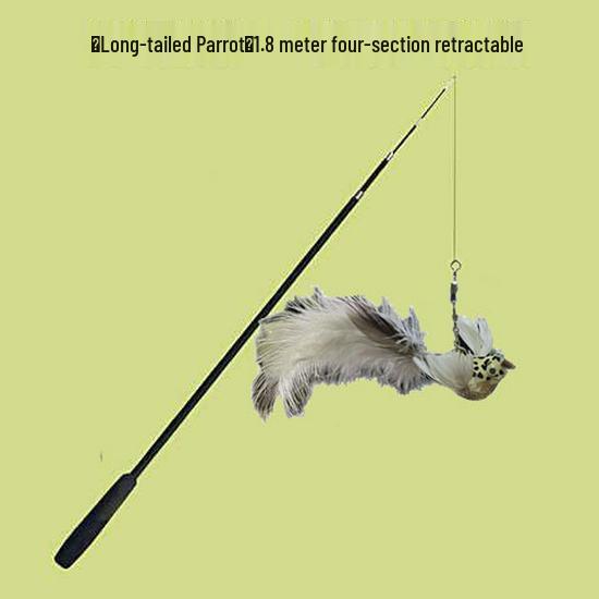 Retractable Cat Teaser Wand: 1.8m Interactive Fishing Pole with Bite-Resistant Feather & Bell Toy